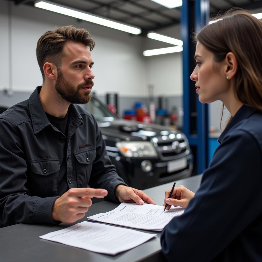 Customer Asking Questions at an AP Auto Service in San Francisco