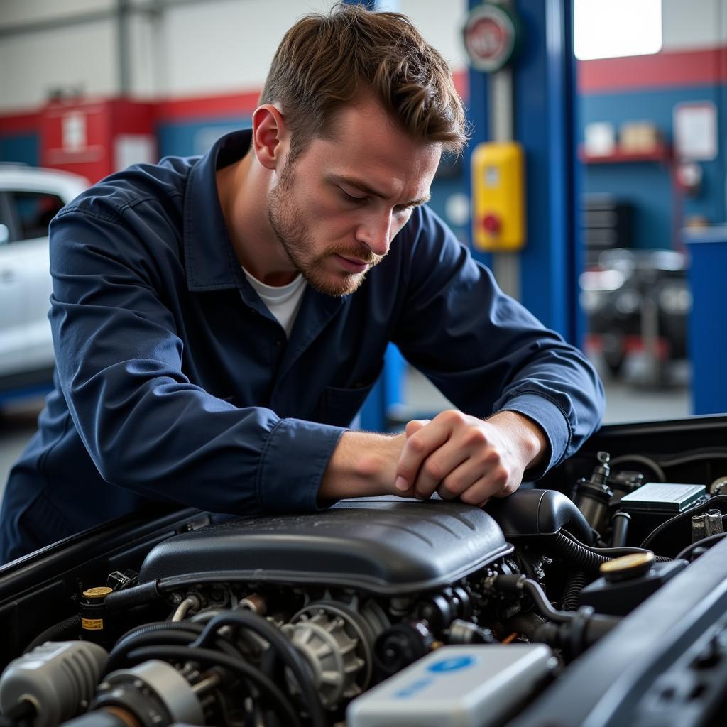 Aspen Auto Service Clearwater Technician Working on a Car