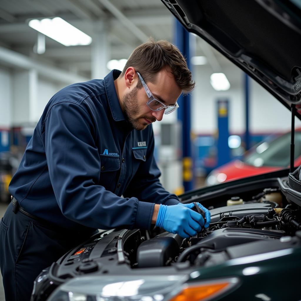 Experienced Technician Working on a Vehicle in an ATD Auto Service Center