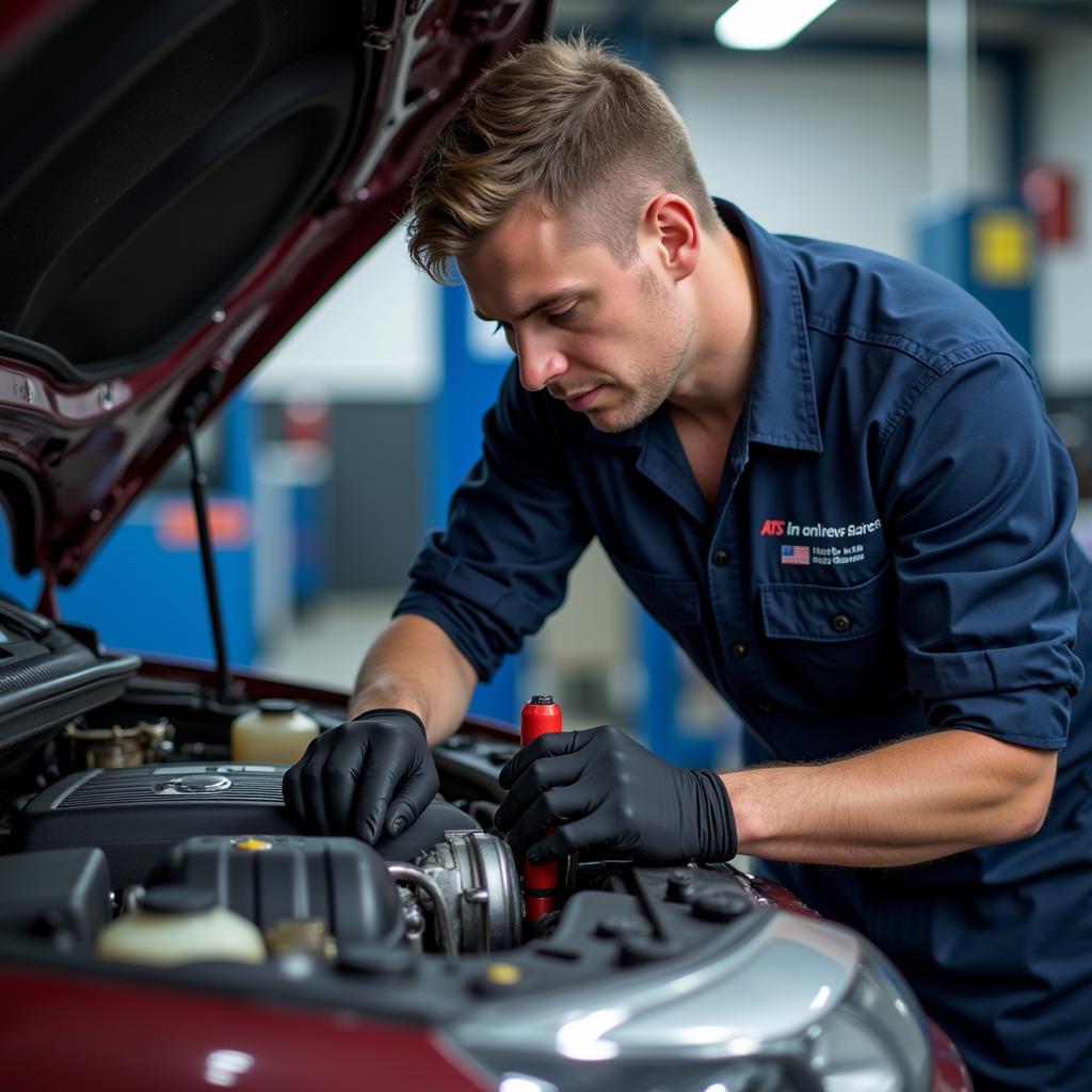 ATS Auto Parts Service 24 GmbH Technician Working on a Car Engine