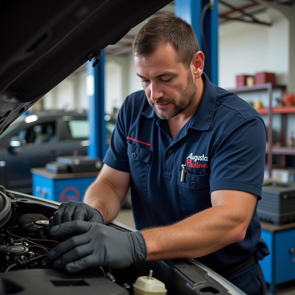 Experienced Auto Mechanic Performing Diagnostics in Augusta Paulina