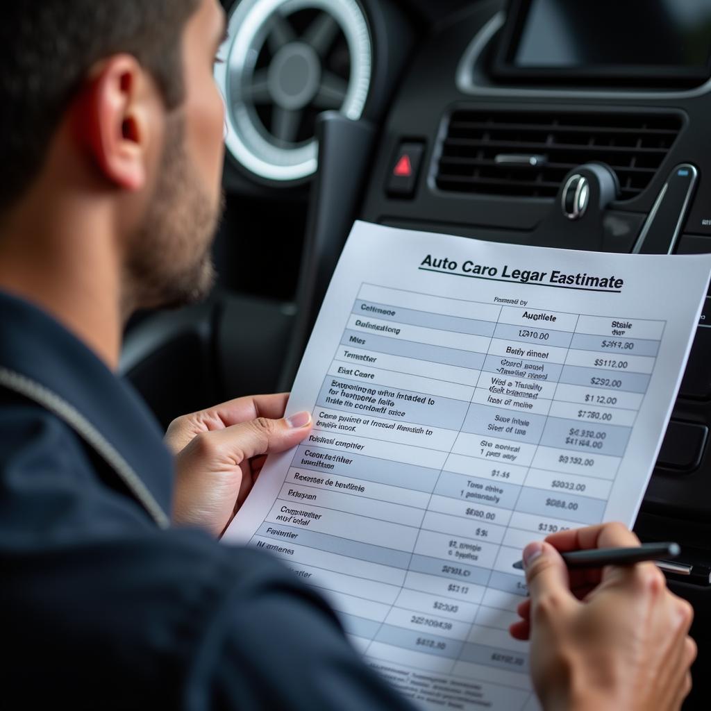 Reviewing Auto Service Estimate in Austin