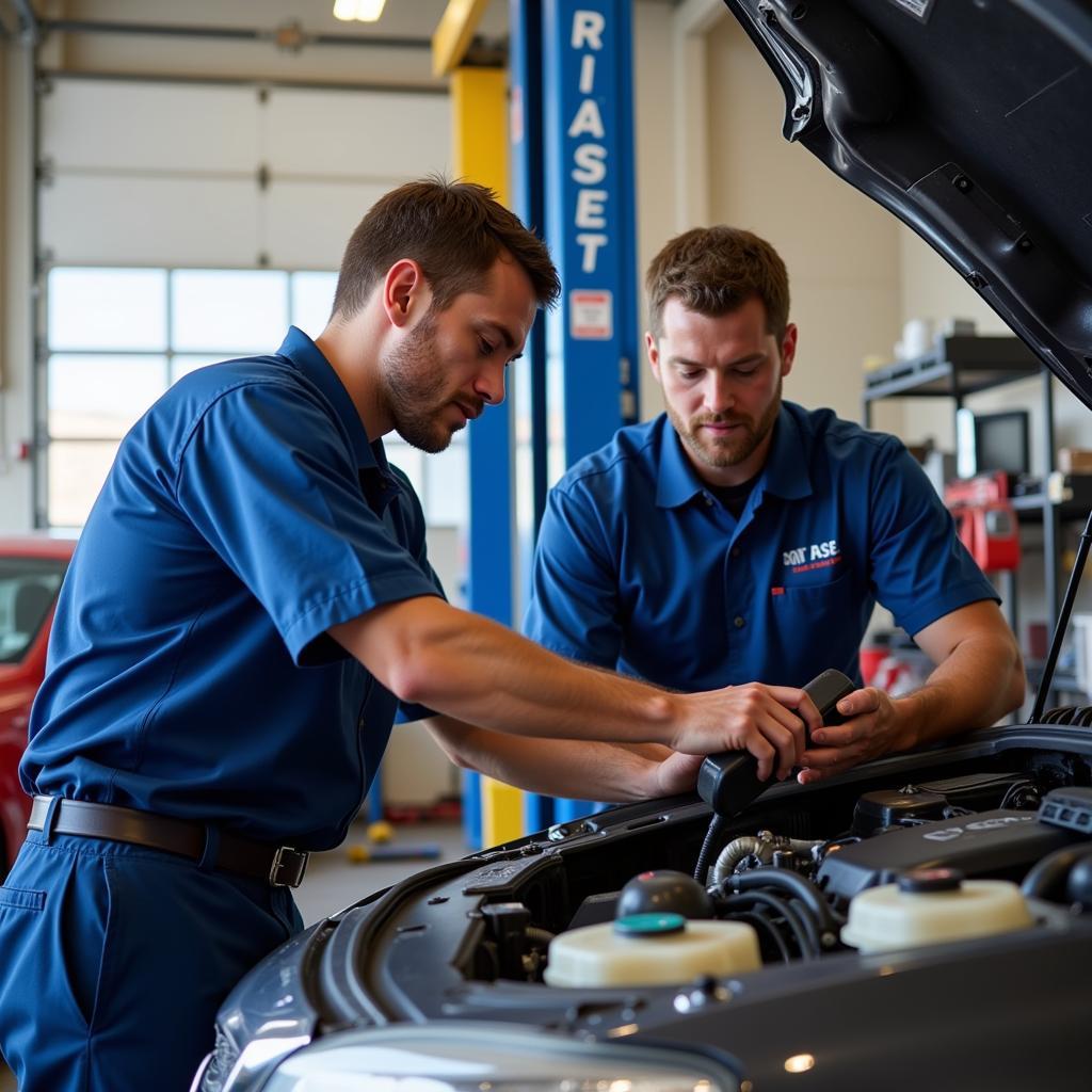 ASE Certified Technicians Working on a Car in Eudora, KS