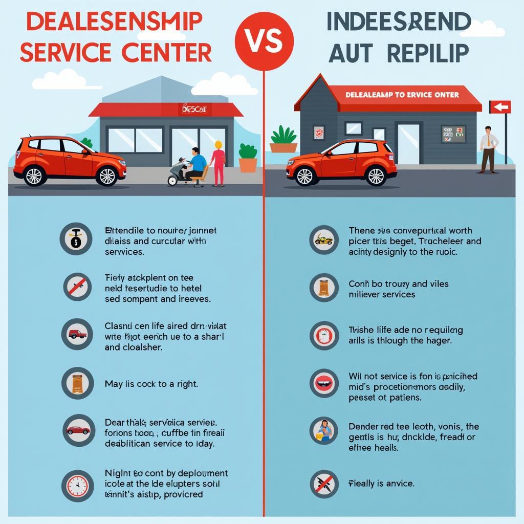 Comparing a car dealership service center with an independent auto repair shop in Austin, Texas