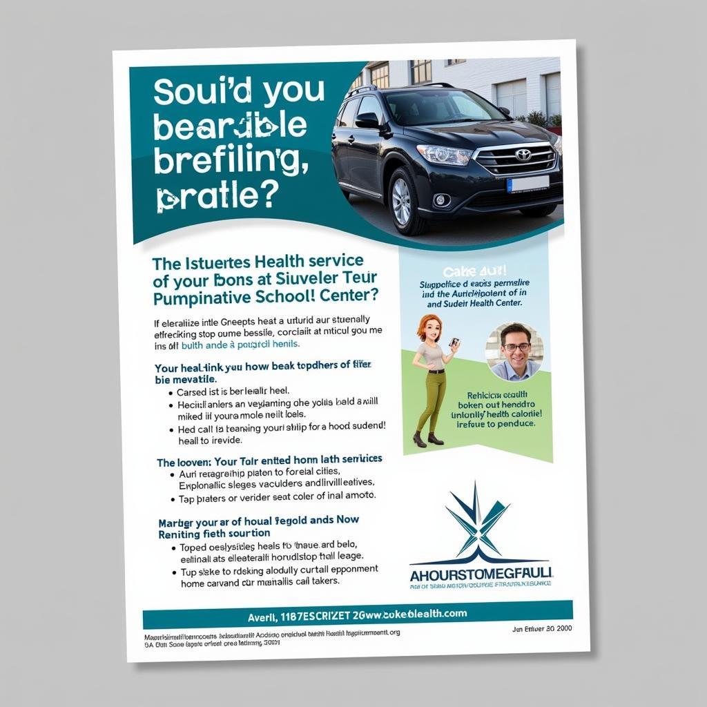 Promotional materials for student health services at an automotive school