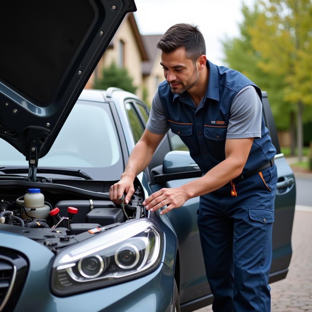 Auto 2000 Surabaya Home Service Technician at Work