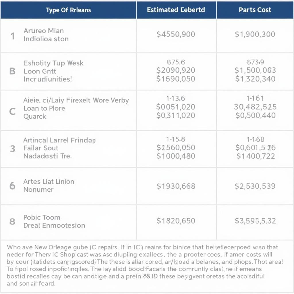 Auto A/C Repair Cost Comparison Chart - New Orleans