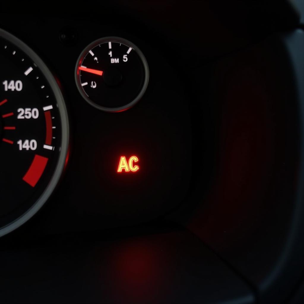 Auto AC Service Warning Signs: Dashboard display showing an AC warning light.