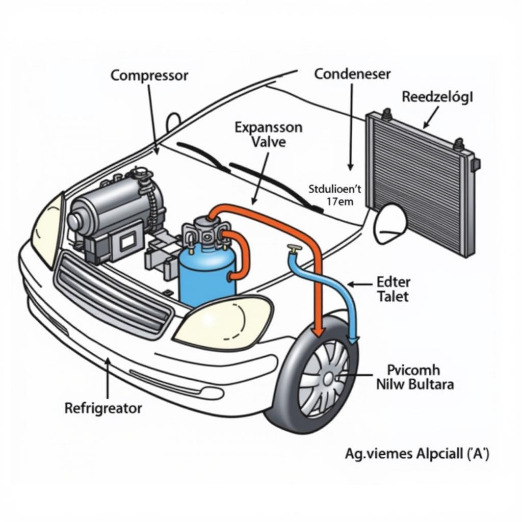 Auto AC System Components Diagram