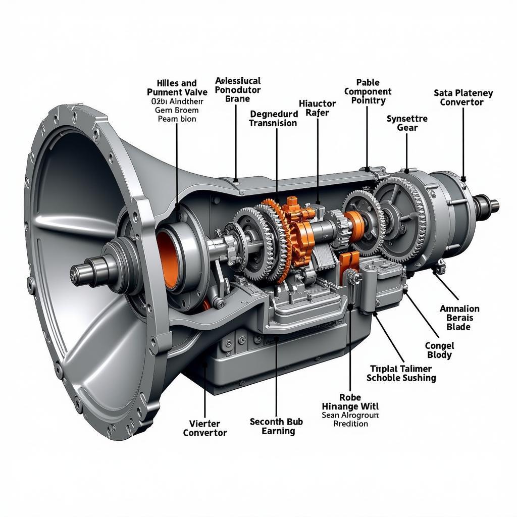 Diagram of a car transmission showing key components and their function.