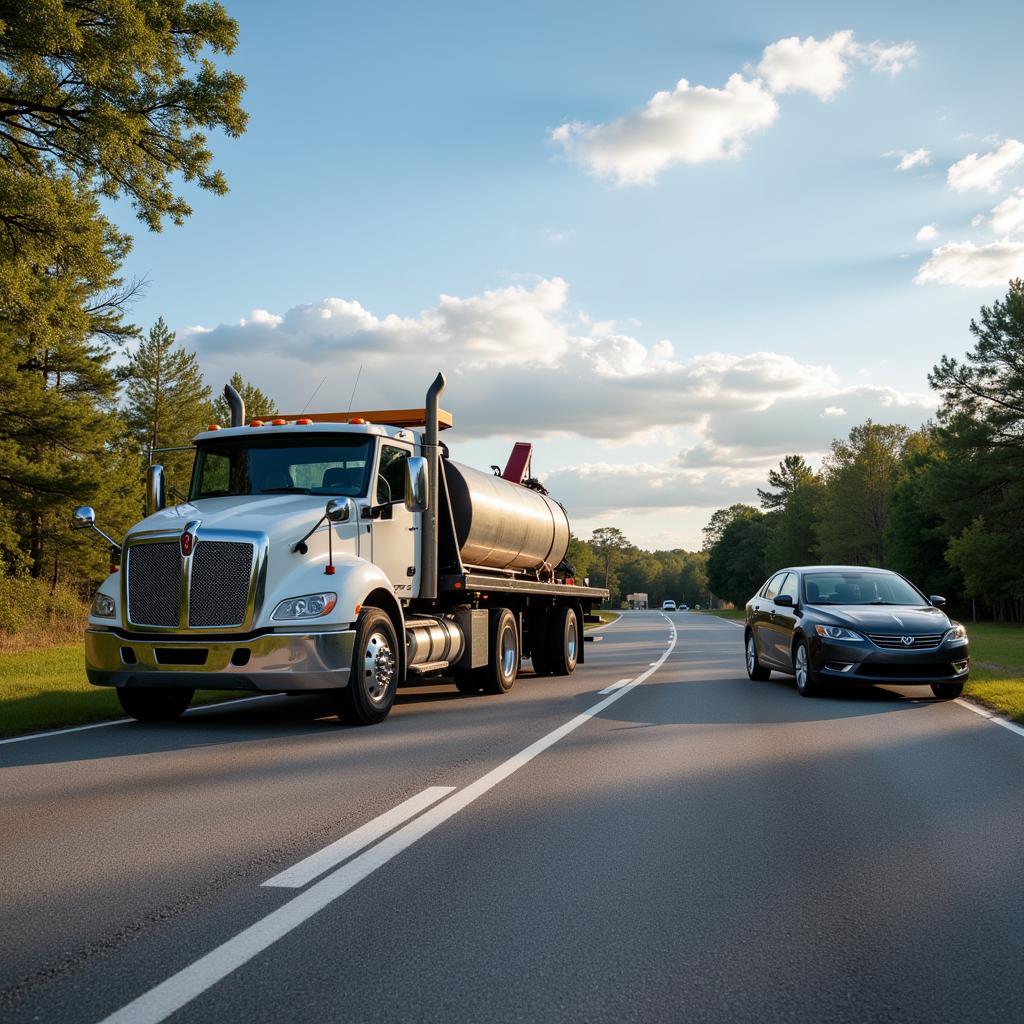 Tow Truck Arriving at Breakdown Scene in 34746