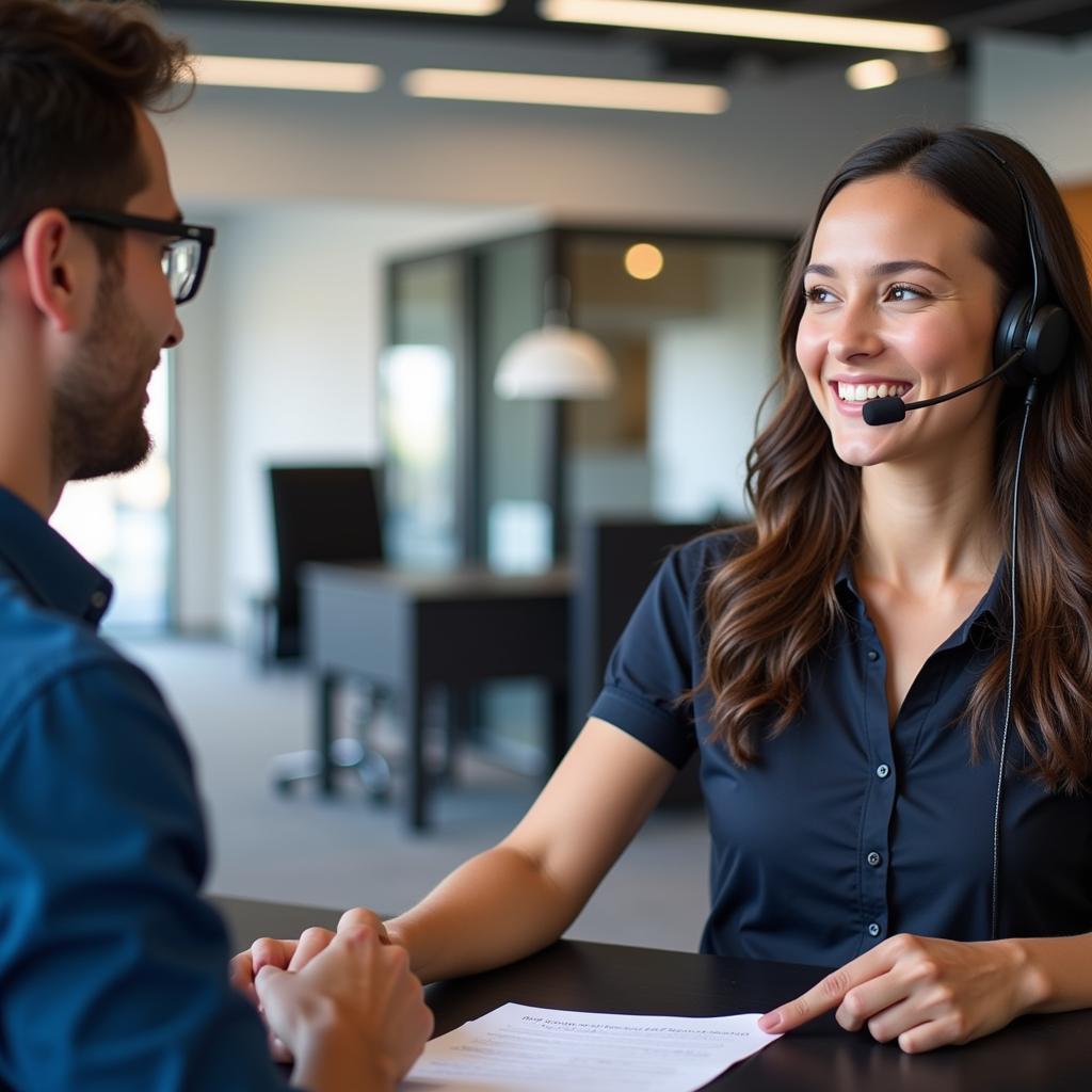 Auto Buffy Customer Service Representative Assisting a Customer