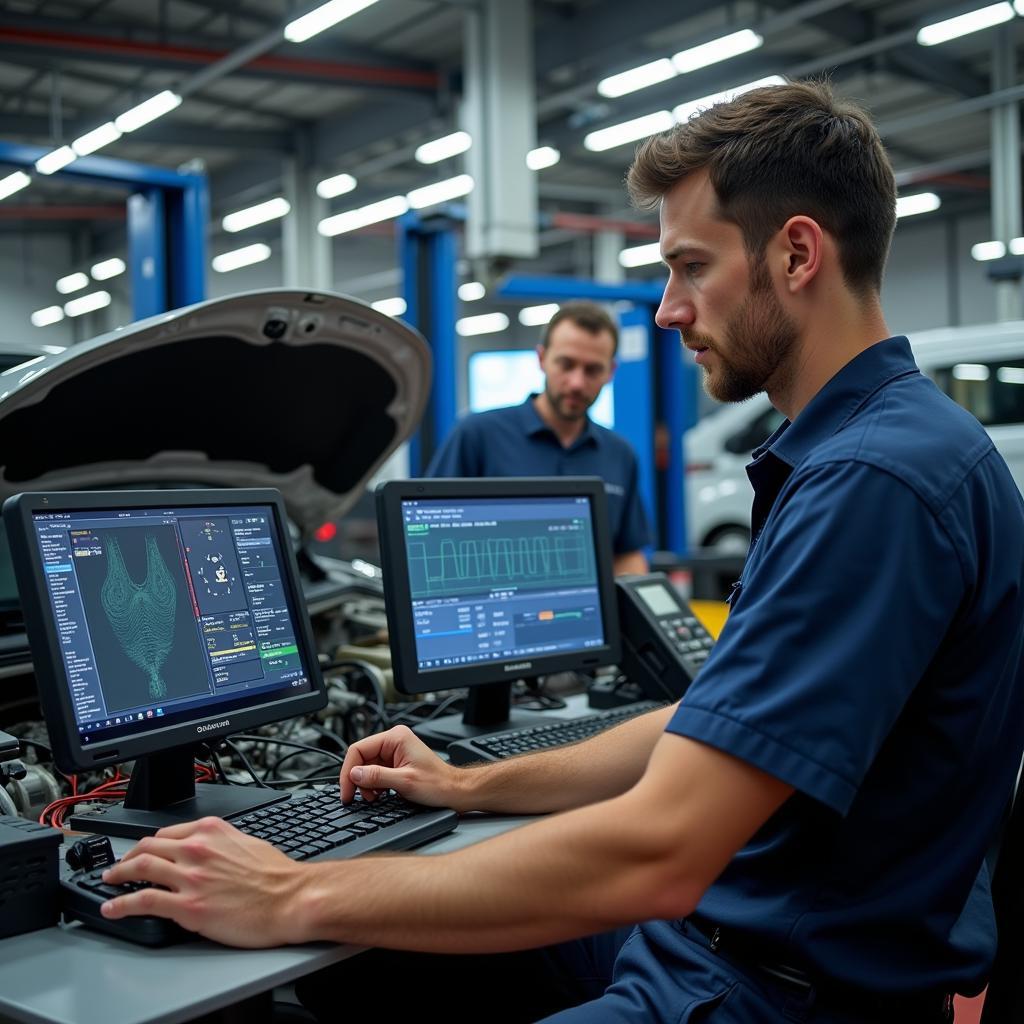 Modern Diagnostic Equipment in an Auto Car Service Pipera