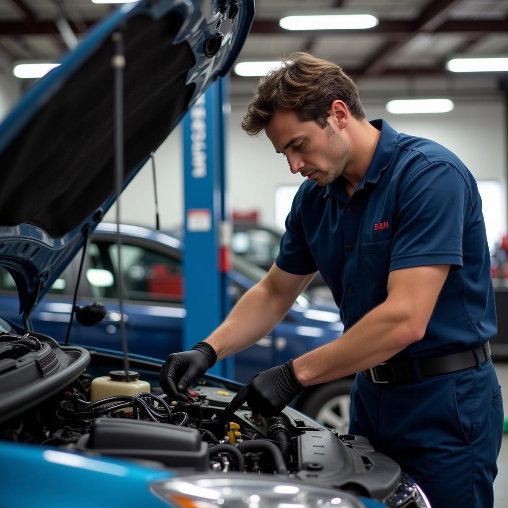 Experienced Technician Working on a Car in Bonne Terre, MO