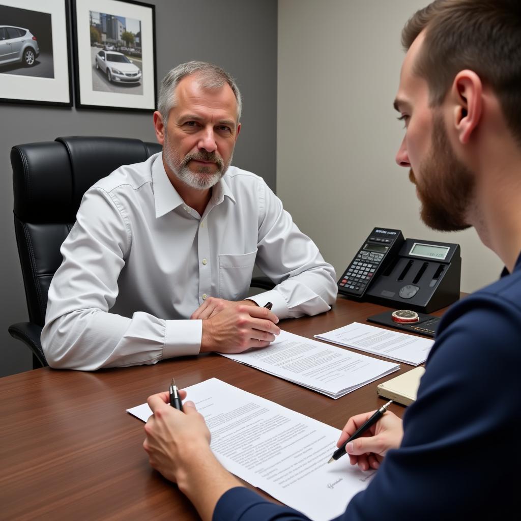 Auto Club Member Signing Documents with Notary Public