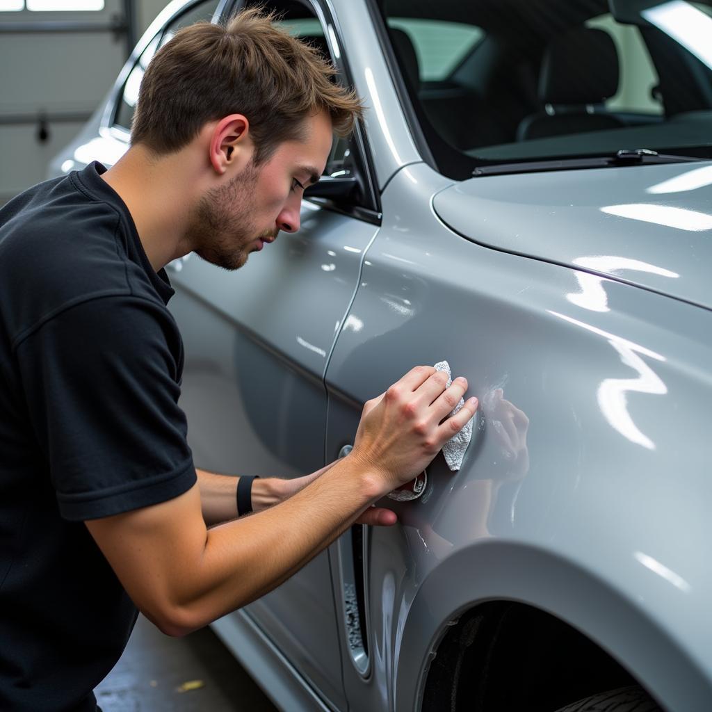 Applying Ceramic Coating to a Car in Chattanooga