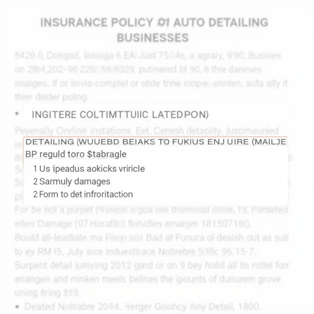 Auto Detailing Liability Insurance Policy