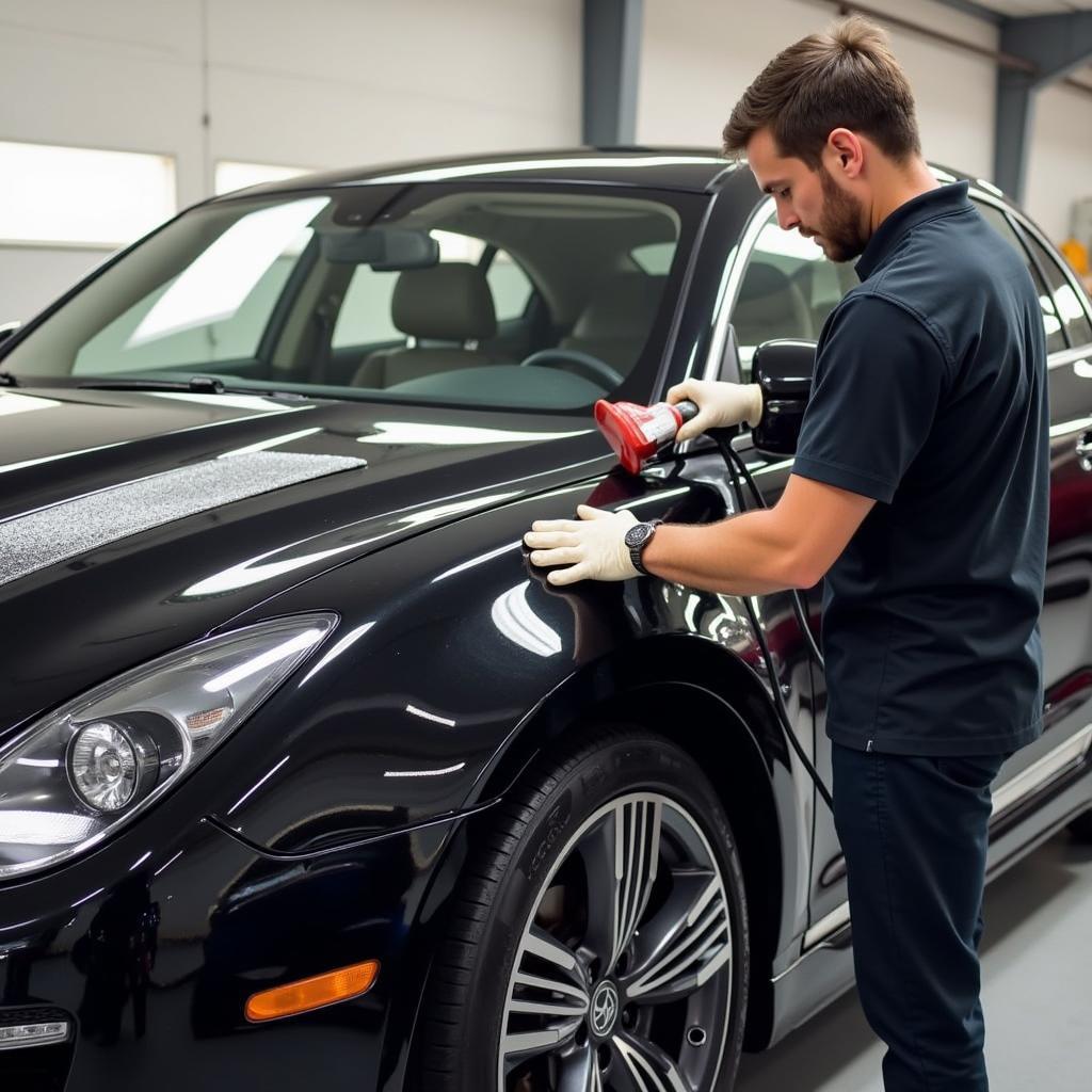 A car being detailed in Northville, MI