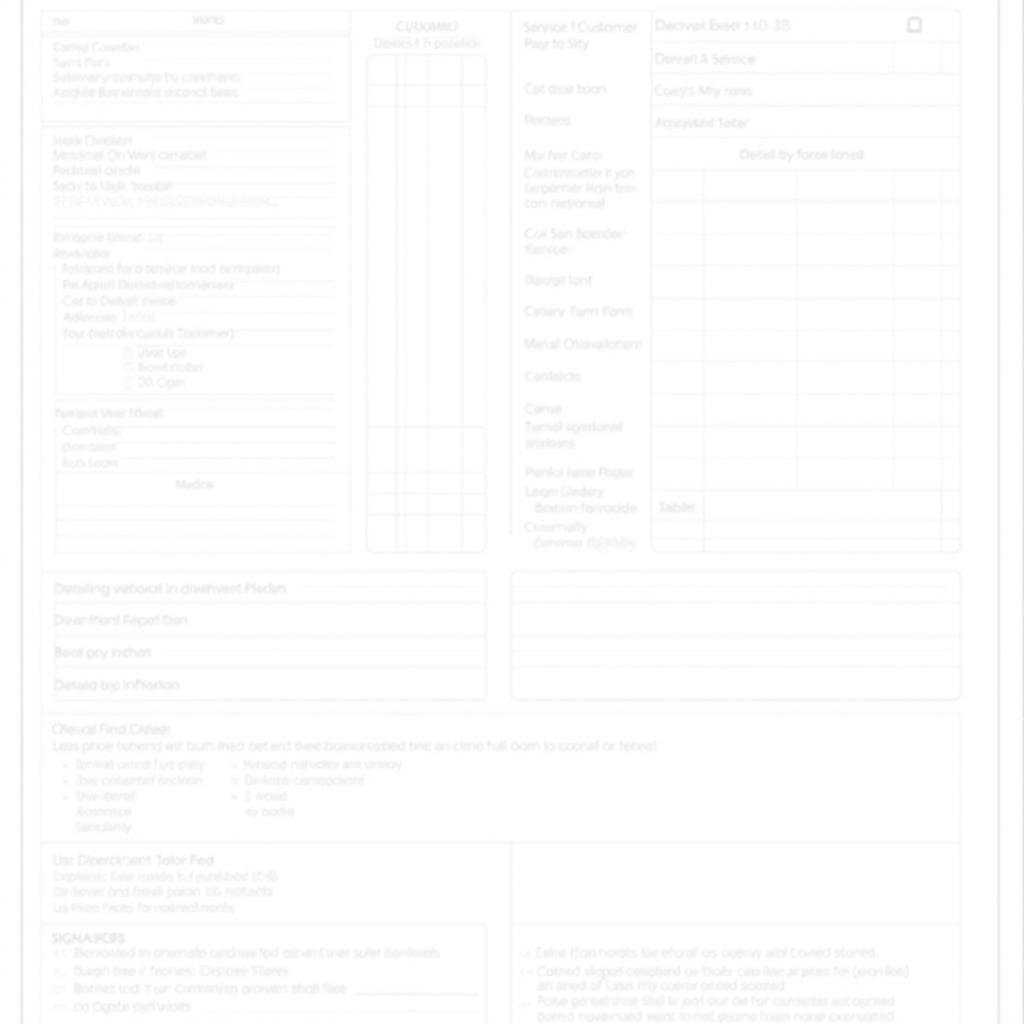 Example of a comprehensive auto detailing service form