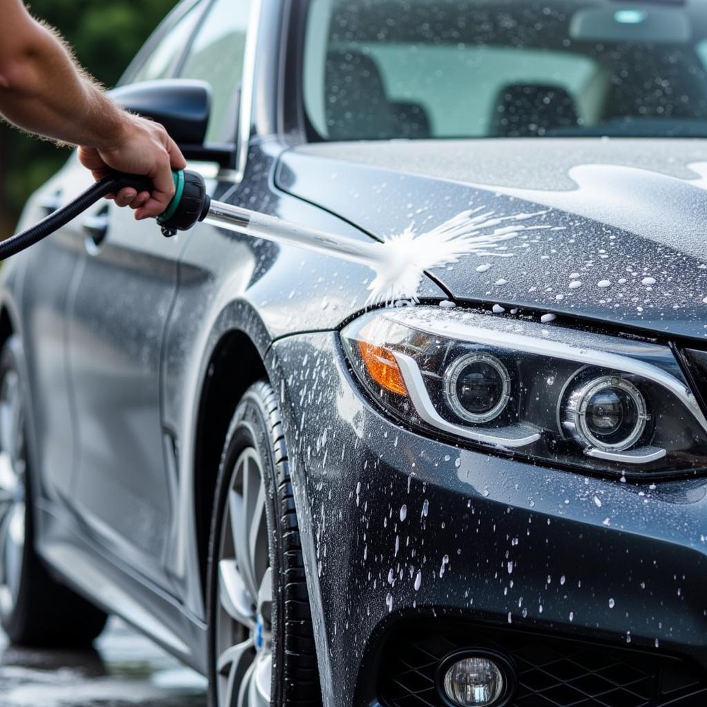 Exterior car wash during auto detailing service