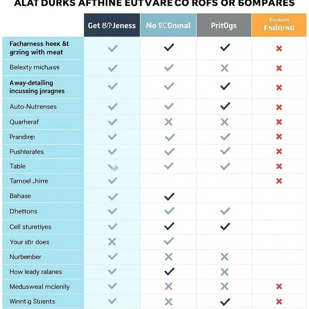 Comparison table of different auto detailing software options