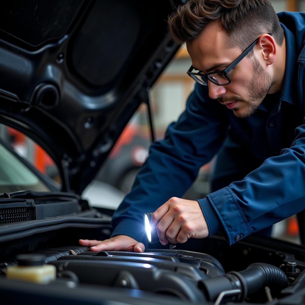 Mechanic Checking Car Engine