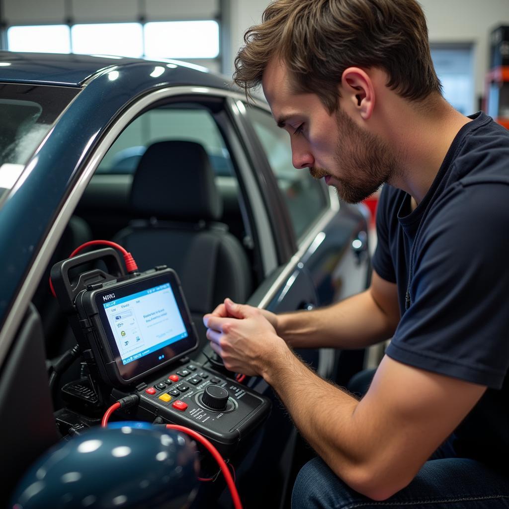 Auto Electrician Diagnosing Car Electrical System in Heathmont