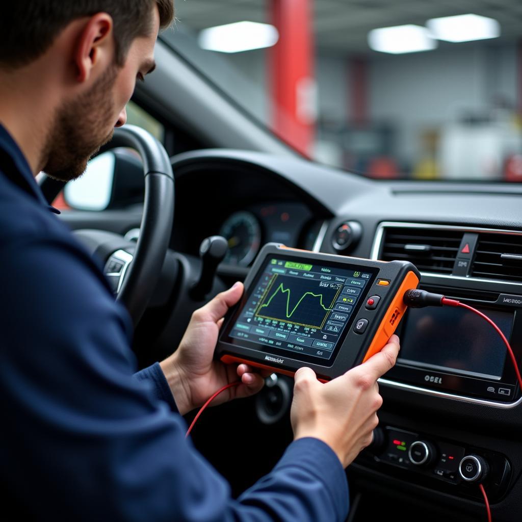 Auto Electrician Using Diagnostic Tools in Ringwood