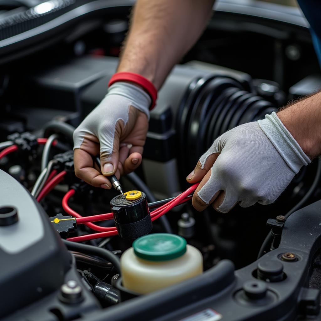 Auto Electrician Repairing Car Electrical System