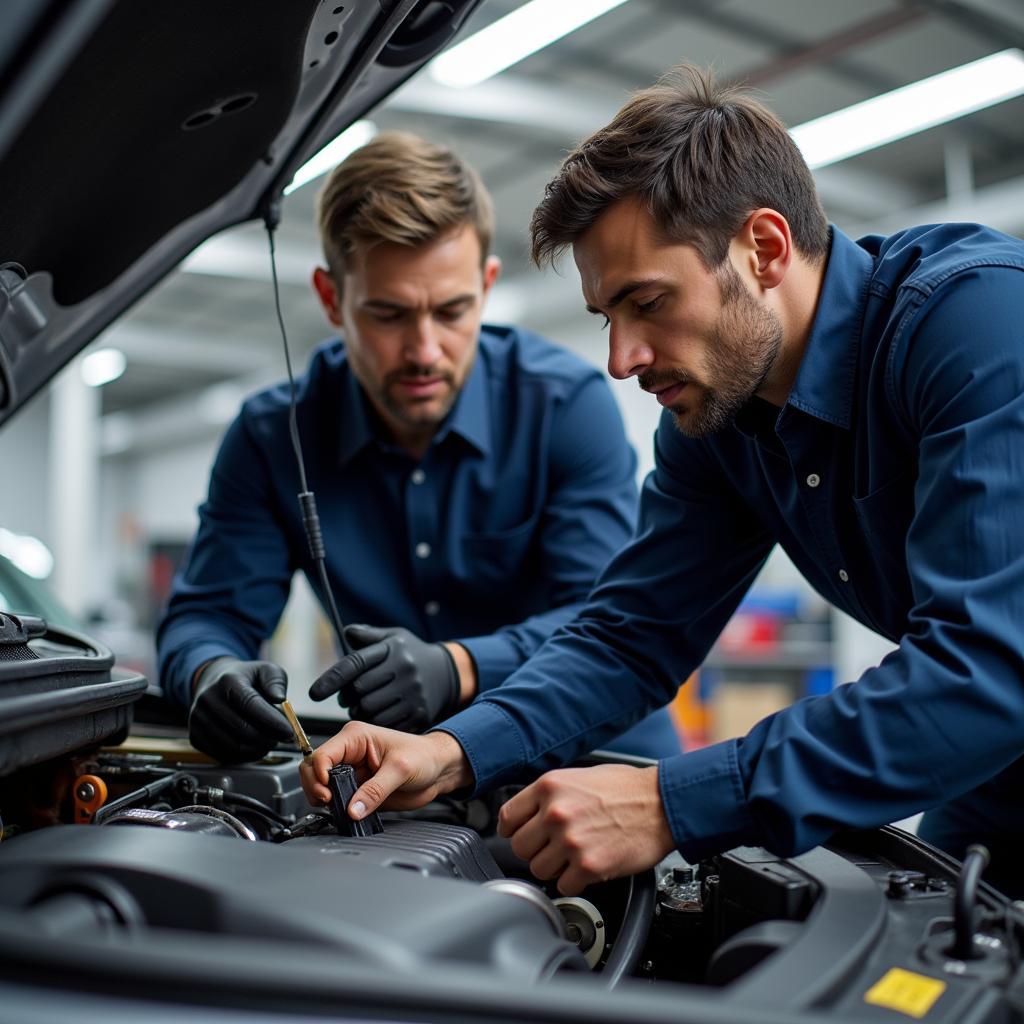 Auto Expert Performing a Thorough Engine Check