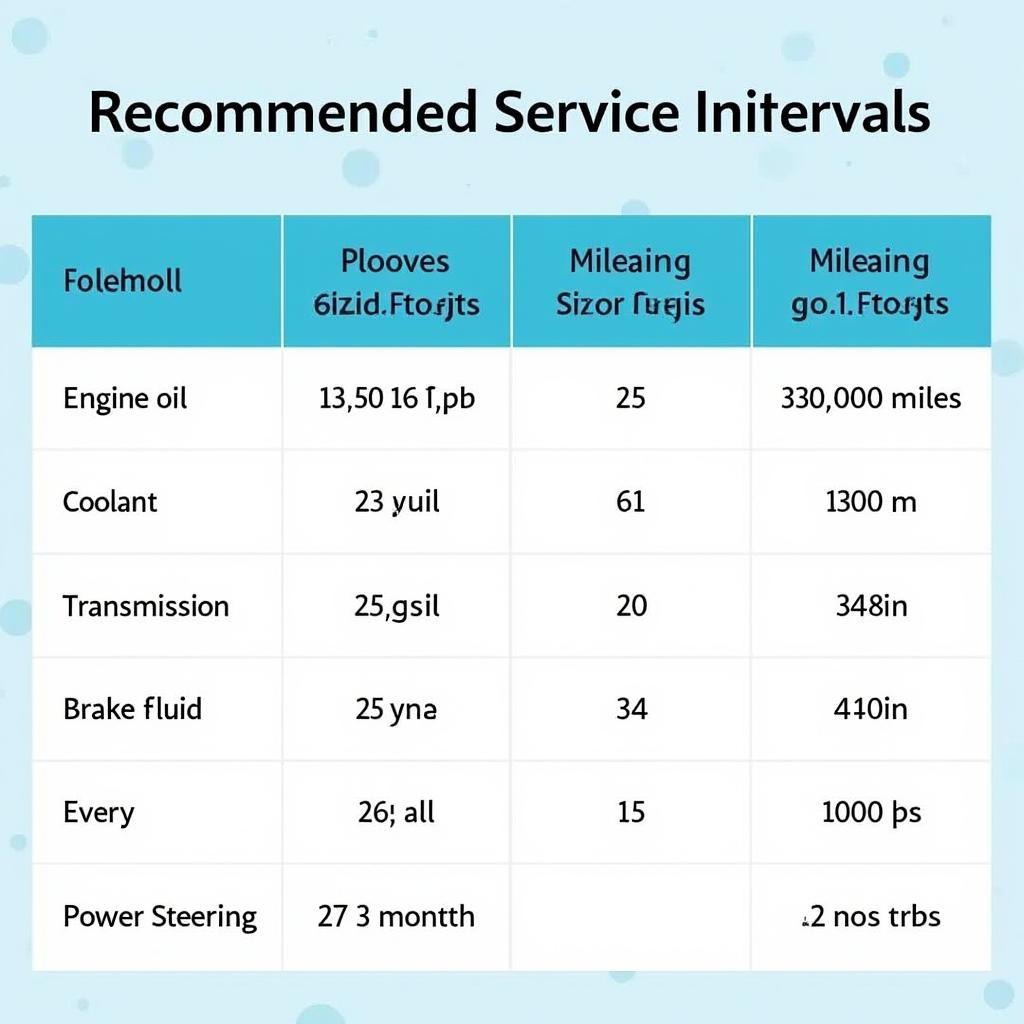 Auto Fluid Service Intervals Chart