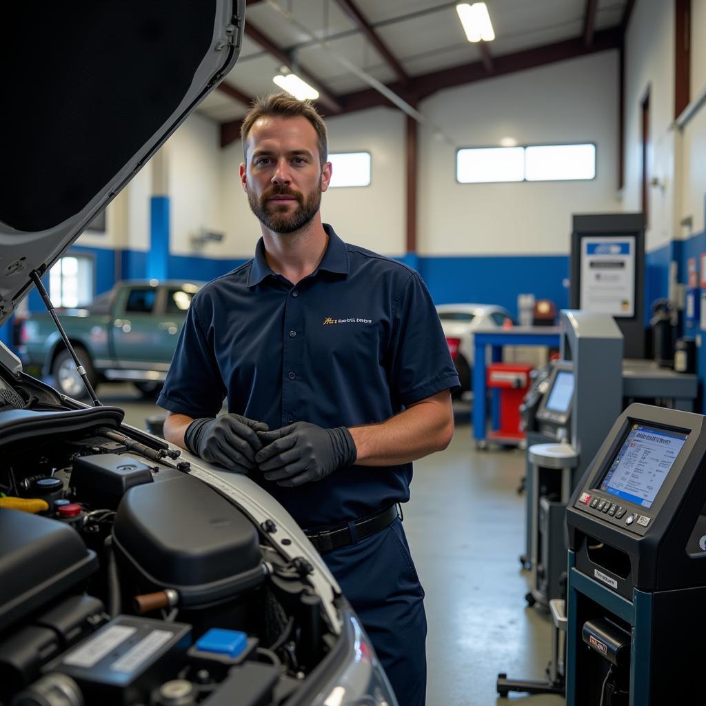 ASE Certified Technician Performing Auto Gas Service in Moses Lake, WA