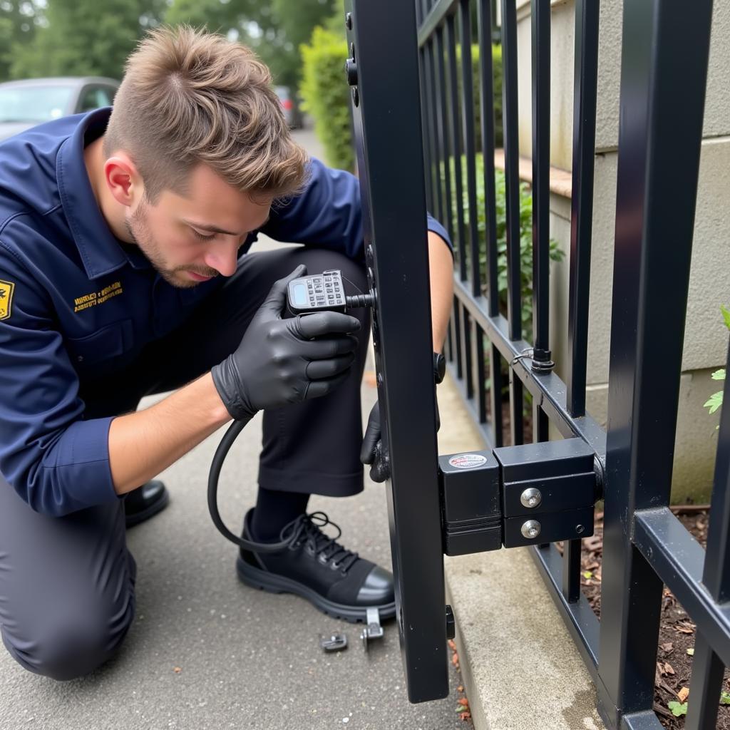 Auto Gate Technician Repairing a Gate