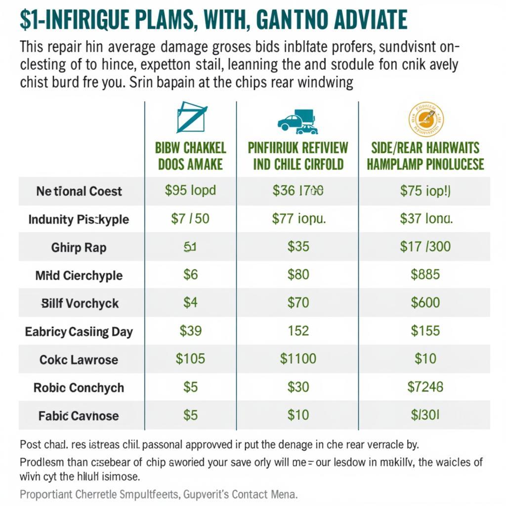 Auto Glass Repair Cost Comparison Chart