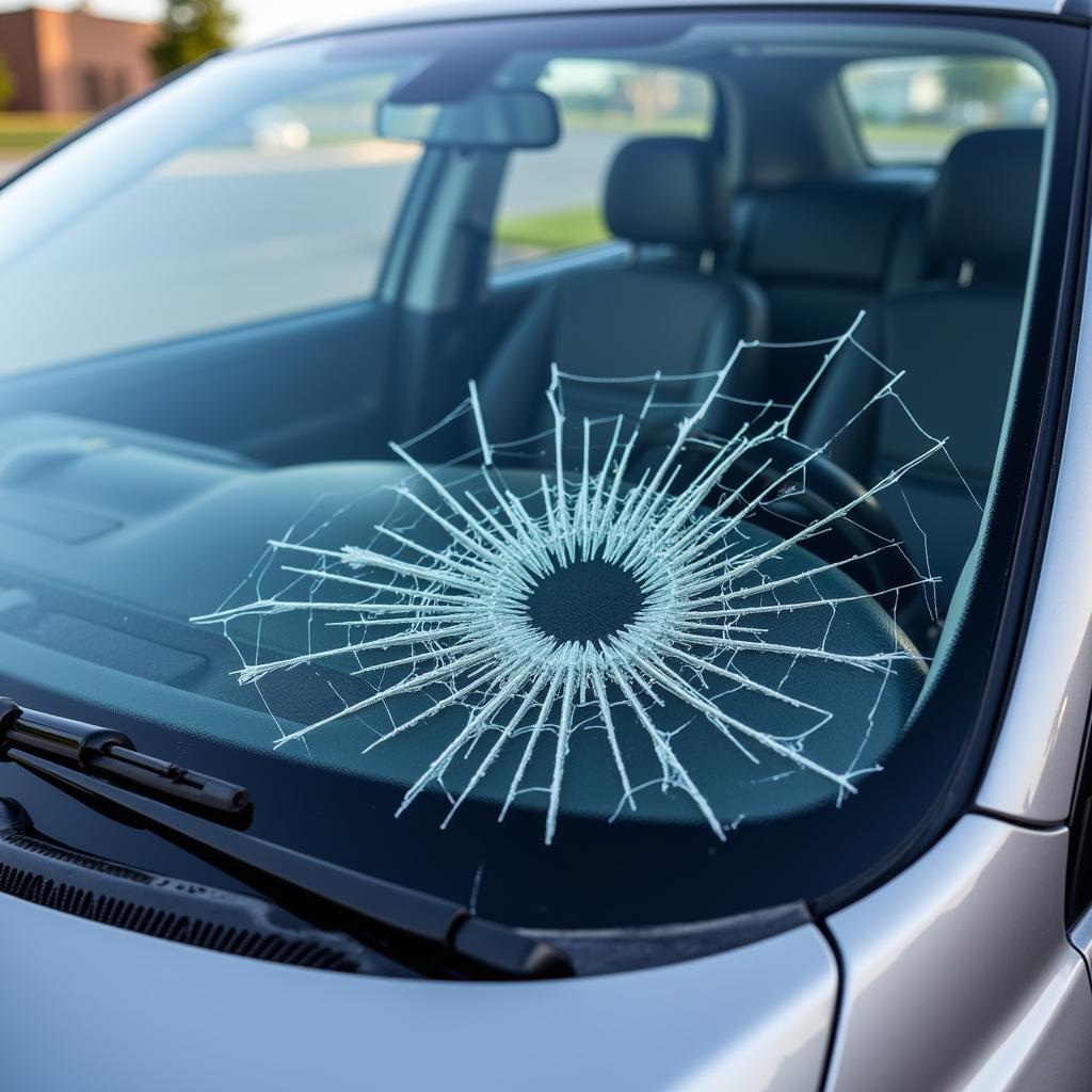 Damaged Windshield in Need of Replacement in Norfolk County