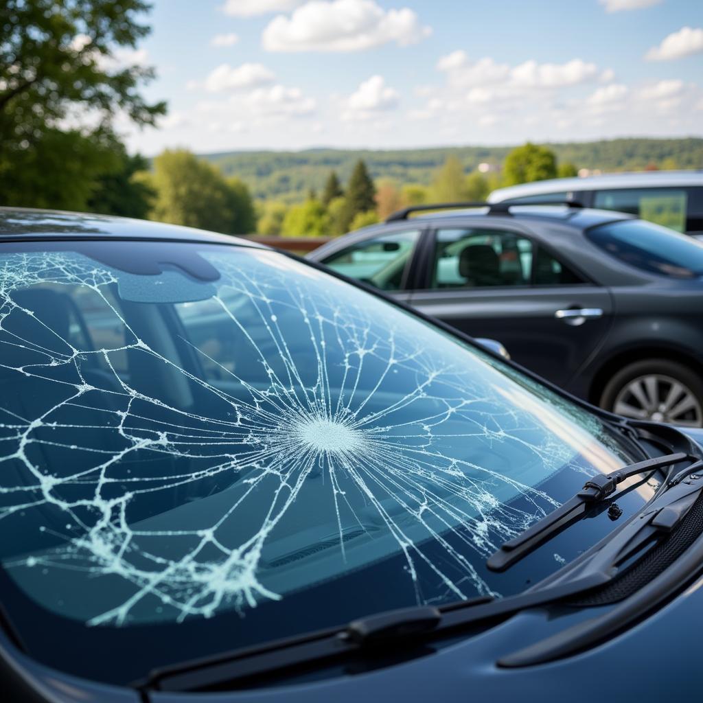 Damaged Windshield Requiring Replacement in Traverse City