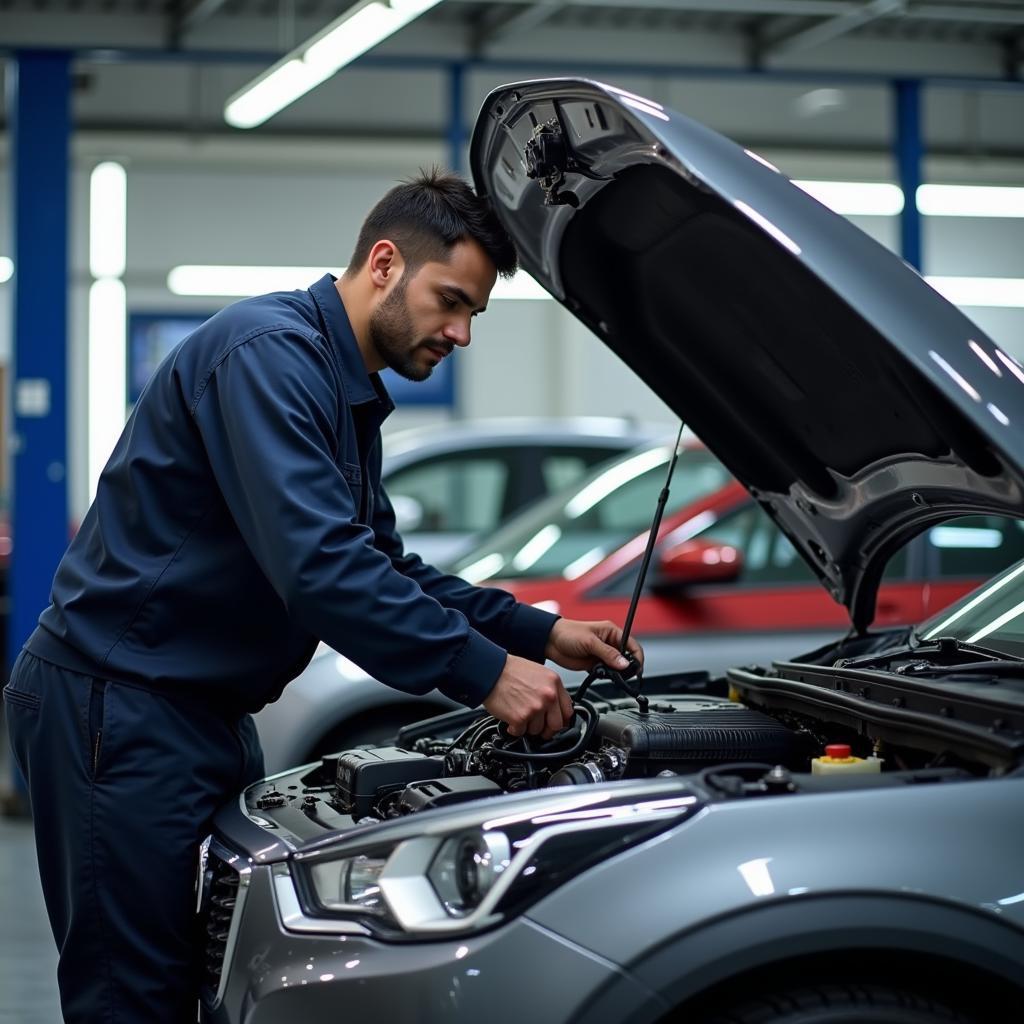 Trained Technician Working on a Car