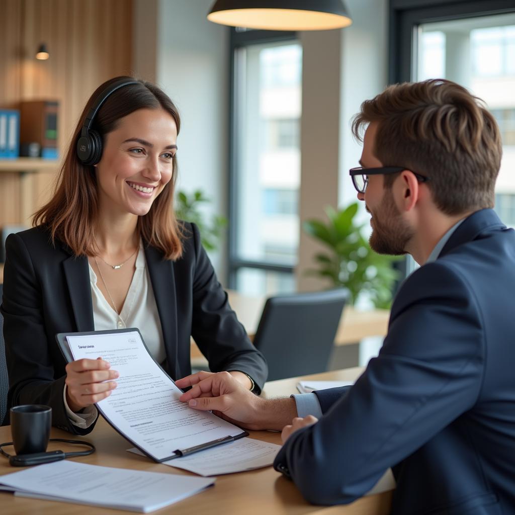 Auto Insurance Customer Service Representative Assisting a Client