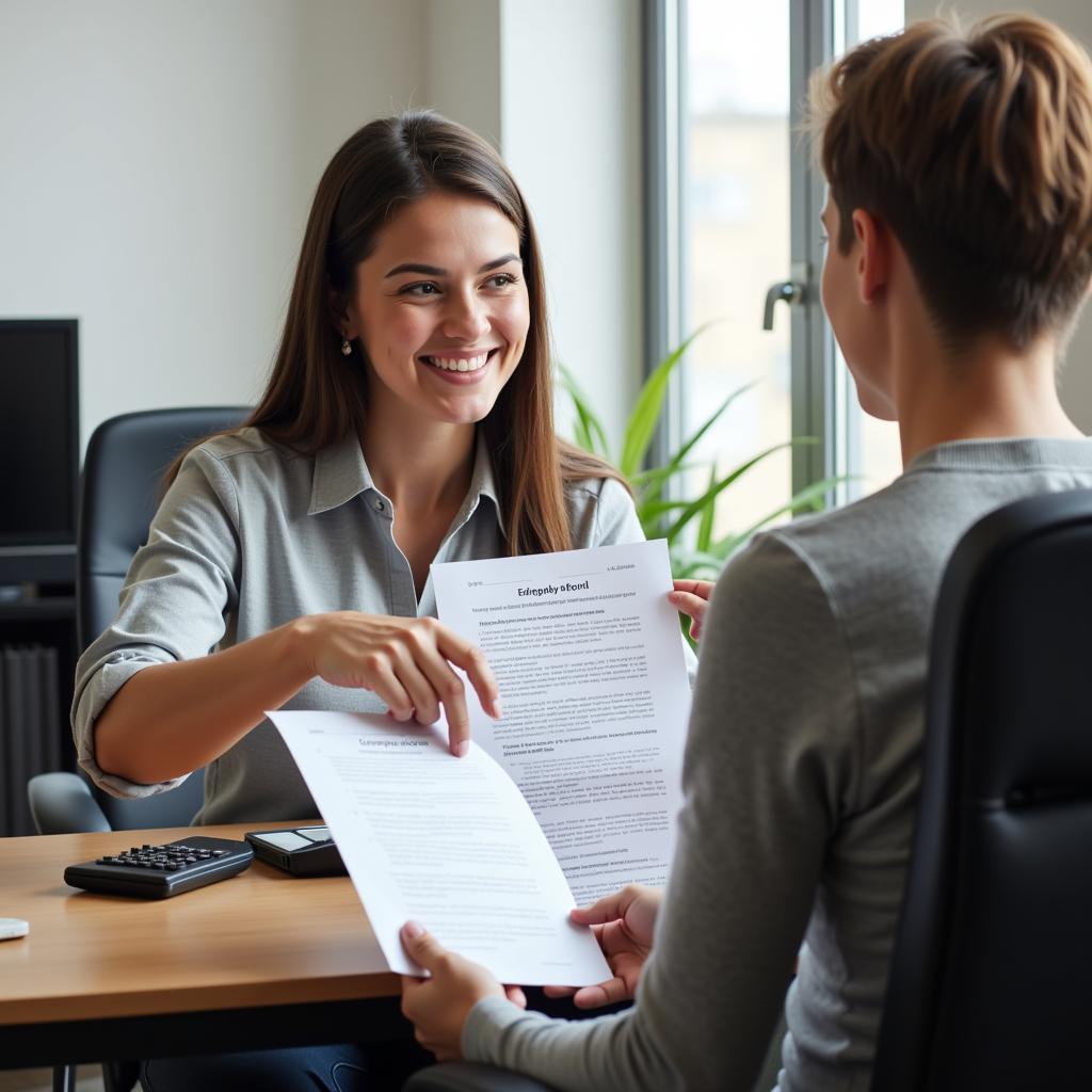 Auto Insurance Representative Helping Customer With Claim