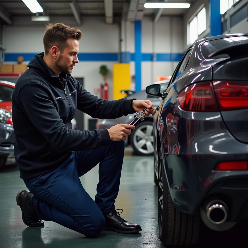 DIY Car Repair in Progress at an Auto Libre Service Garage