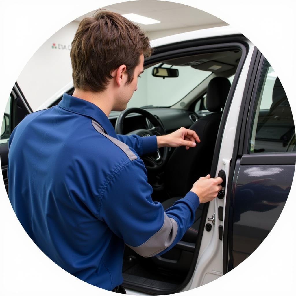 Auto Lockout Service Process: Technician Identifying the Car Model