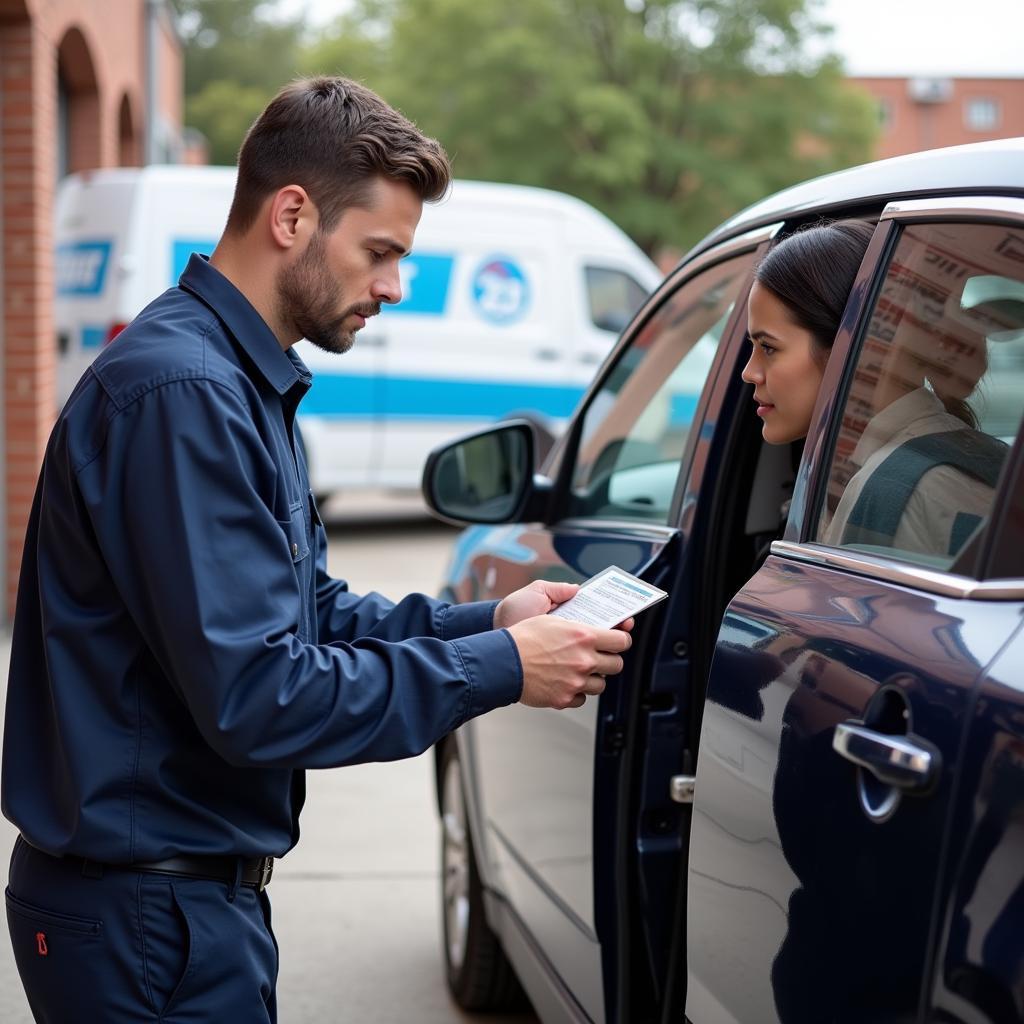 Auto Lockout Service Technician Verifying Ownership