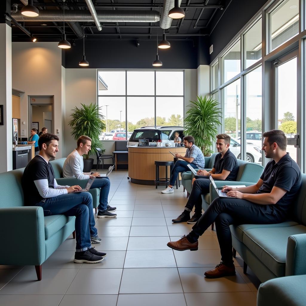 Comfortable Customer Waiting Area in an Auto Mall Service Center