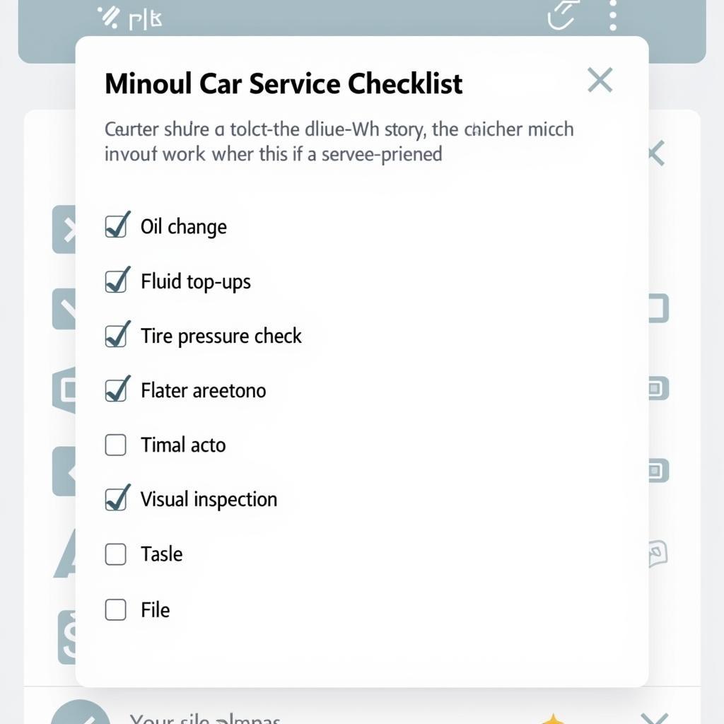 Auto Masters Minor Service Checklist