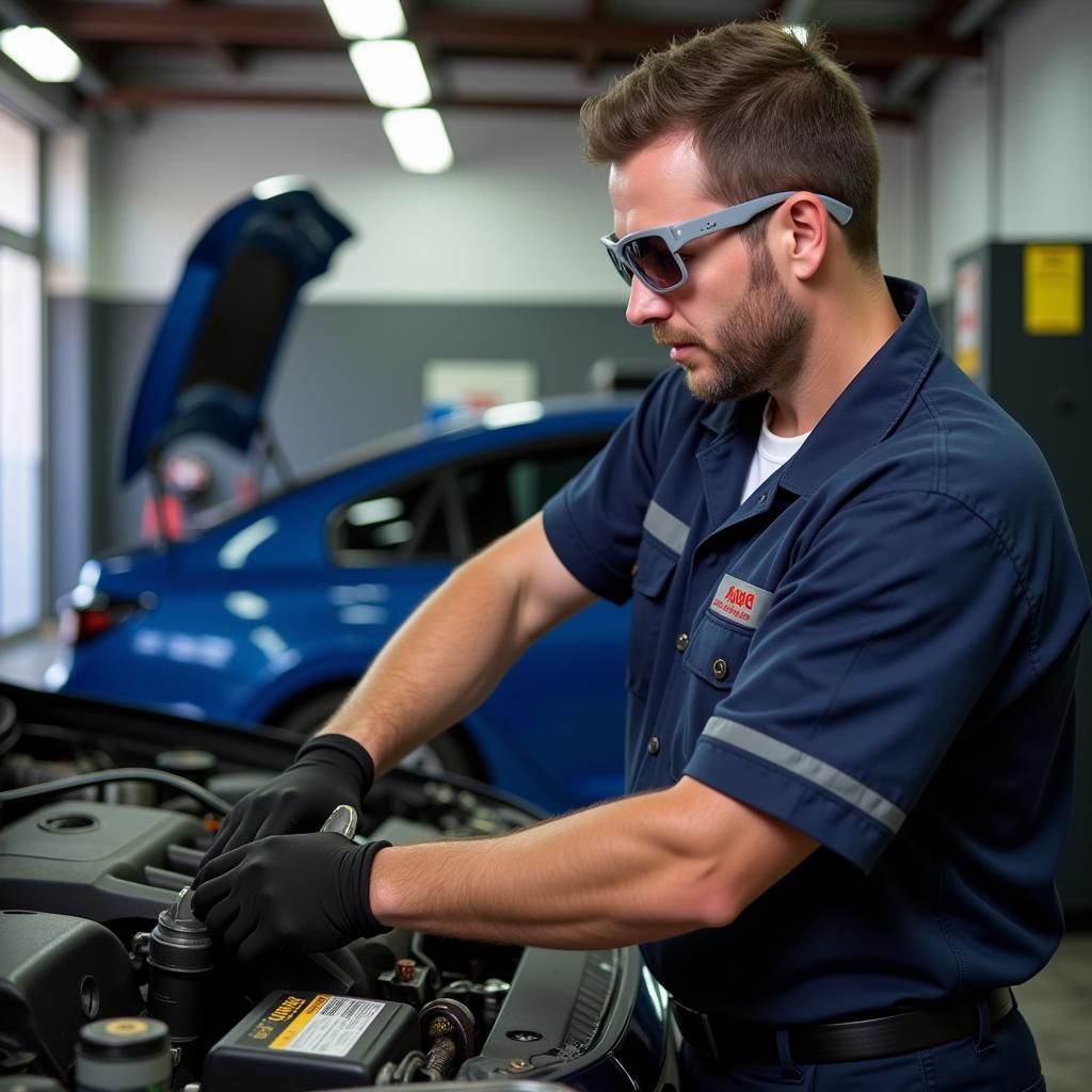 Qualified Technician Working on a Car in Johannesburg