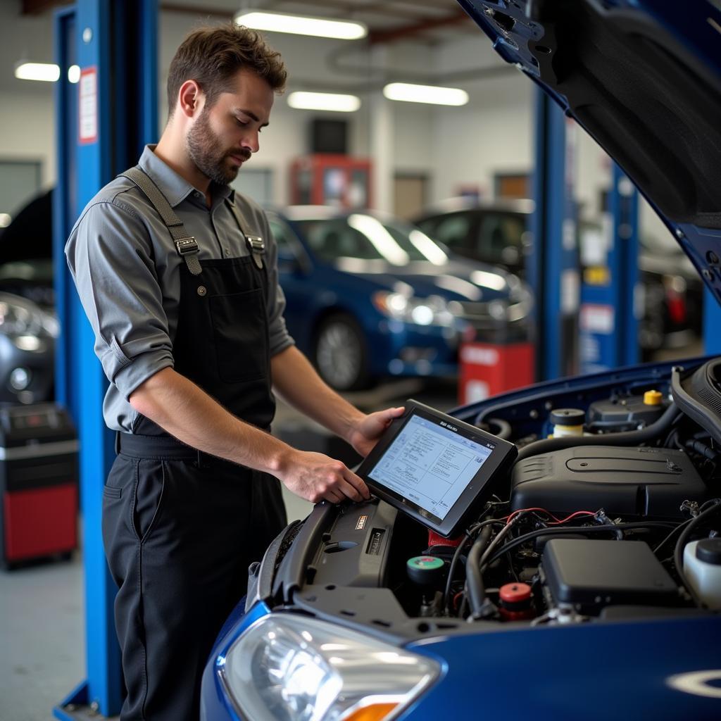 Experienced Auto Mechanic Performing Diagnostic Check in Brookville, PA