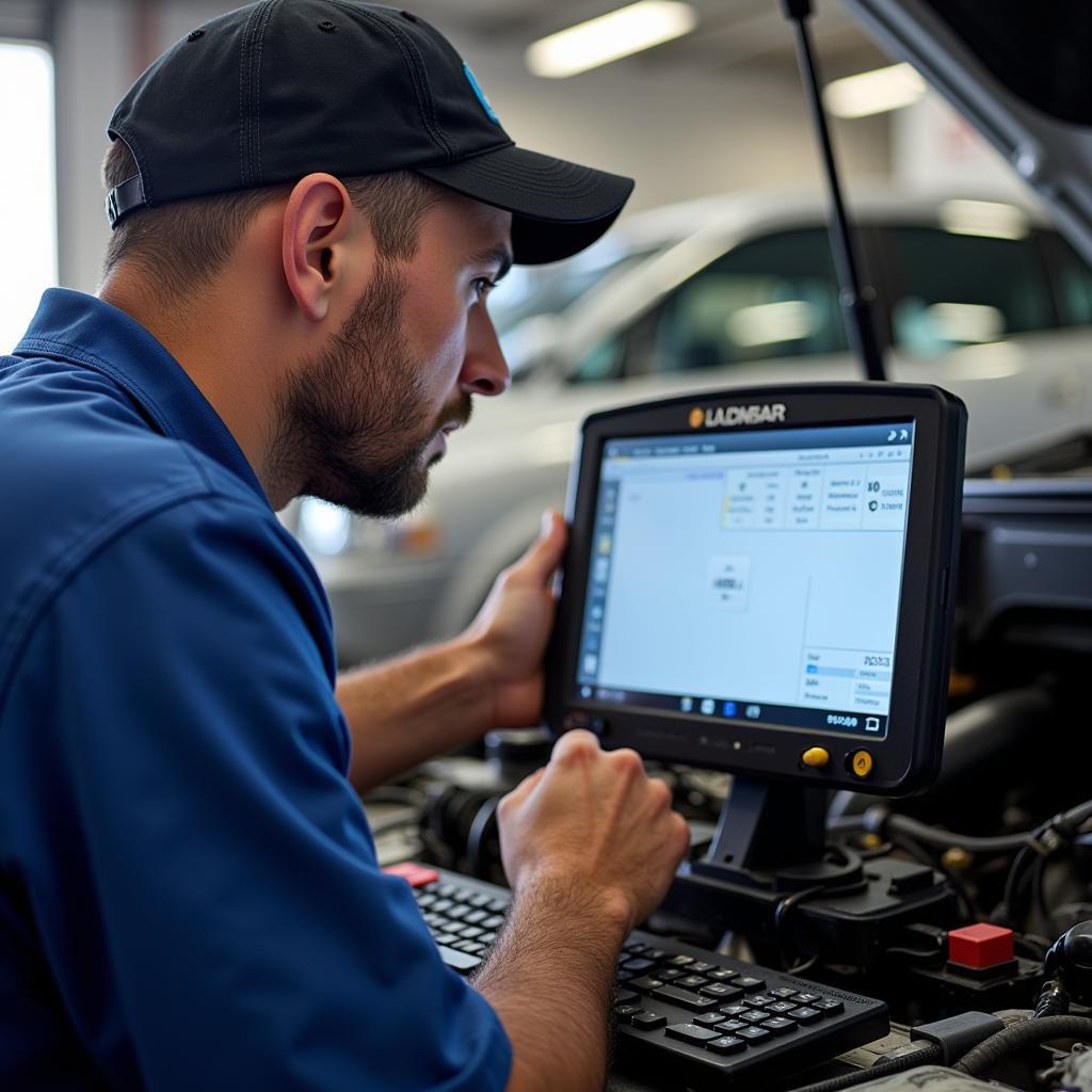 Certified Auto Mechanic Performing Diagnostic Check in North Platte