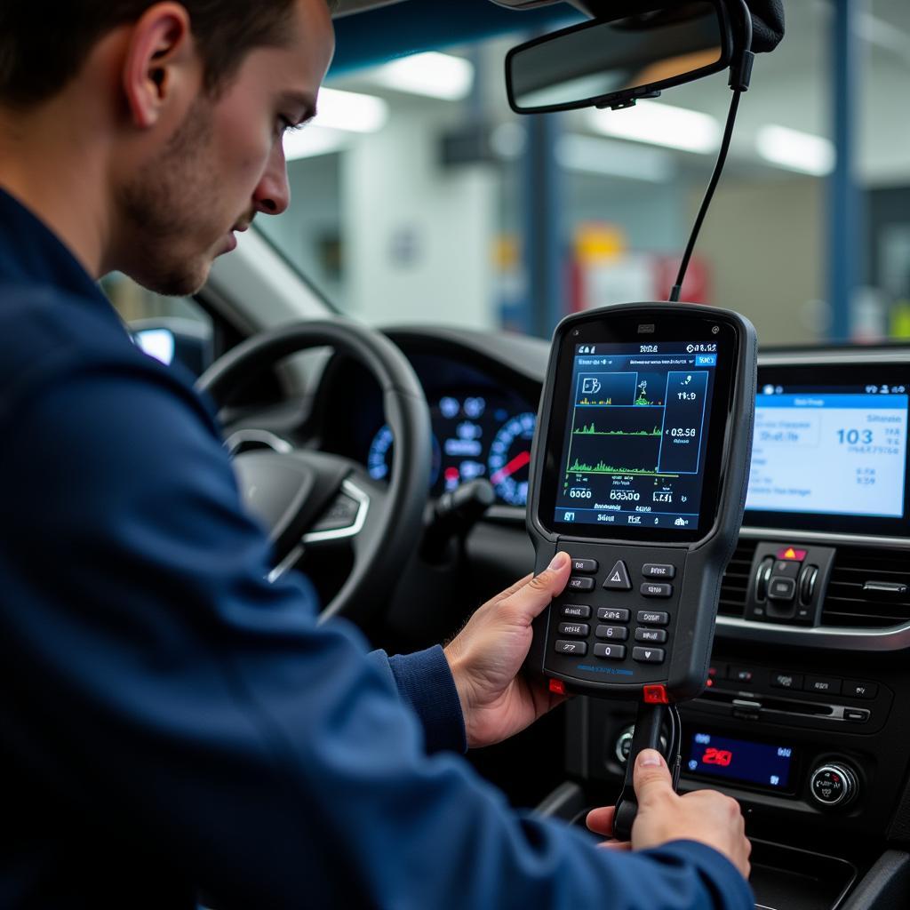 Auto Mechanic Performing Diagnostic Test in Clayton Park