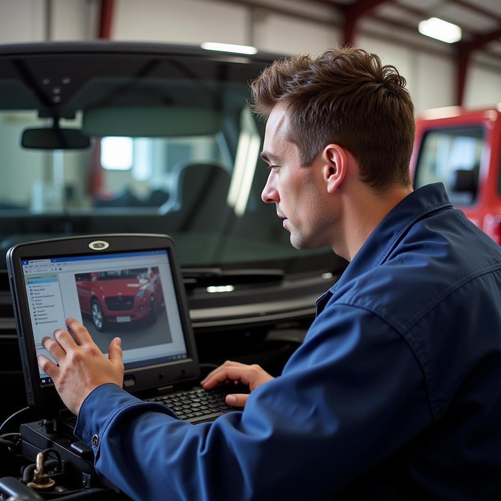 Auto mechanic performing diagnostics in Copperas Cove