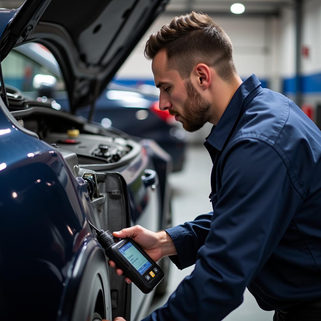 Mechanic Performing Diagnostics on a Vehicle in Campbelltown